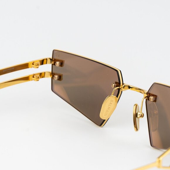 Balmain Women Sunglasses Titanium Gold Brown Geometric FIXE BPS-123D-54 - Picture 9 of 12